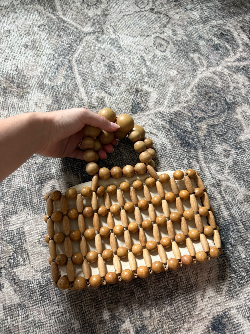 cult gaia Wooden Bead Mini Bag in Natural Brown - Picture 2 of 5